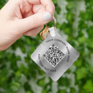Elegant QR Code Promotional Silver Key Ring