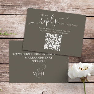 Elegant QR Code RSVP Online Calligraphy Script Enclosure Card