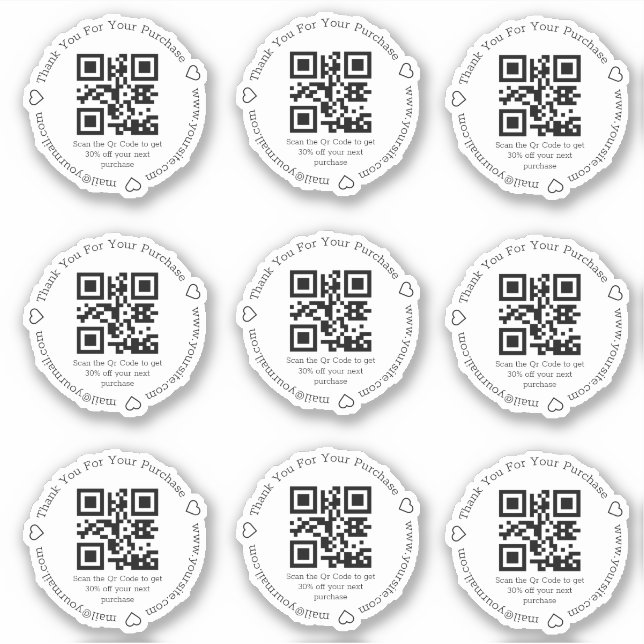 elegant qr code small business discount thank you (Front)