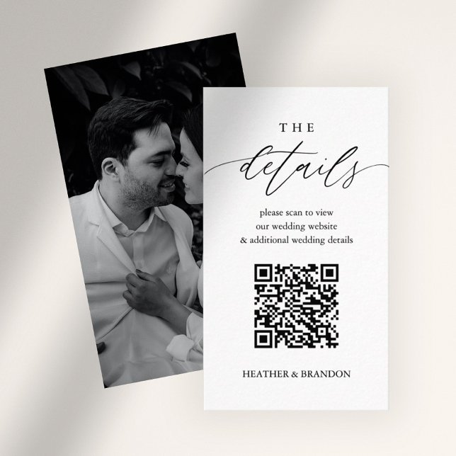 Elegant QR Code Wedding Details  Enclosure Card (Creator Uploaded)