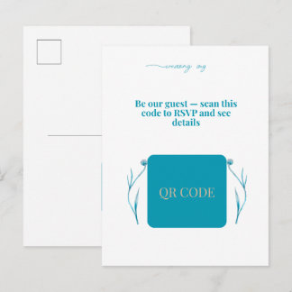 Elegant QR Code Wedding Invitation Minimalist RSVP Postcard