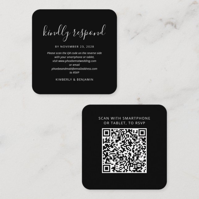 Elegant QR Code Wedding Response RSVP Enclosure Card (Front/Back)