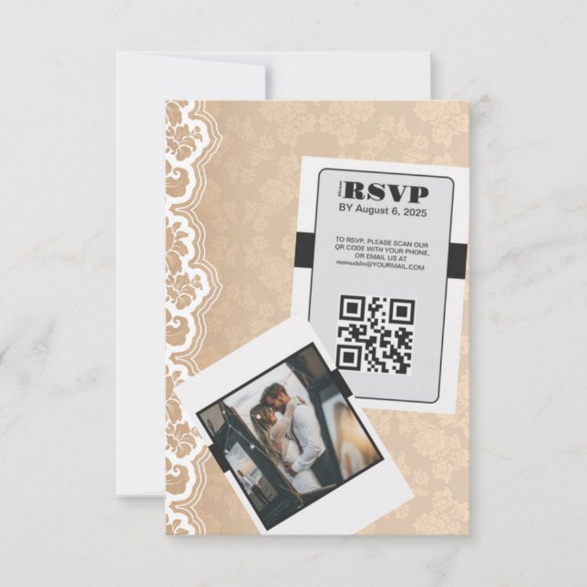 Elegant QR Code Wedding RSVP Card  (Front)