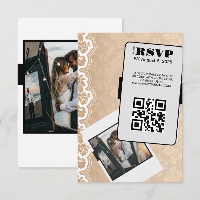 Elegant QR Code Wedding RSVP Card  (Front/Back)