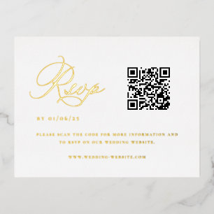 Elegant QR Code Wedding RSVP  Foil Invitation Postcard