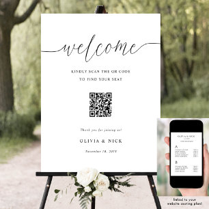 Elegant QR Code Wedding Welcome Seating Chart 