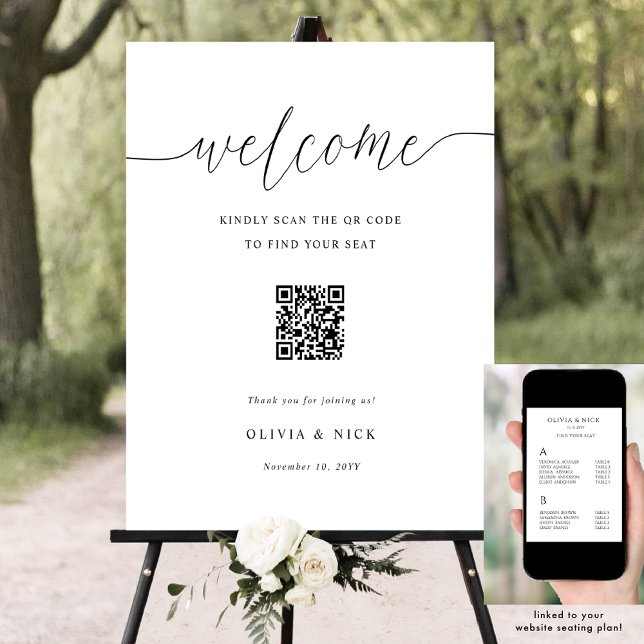 Elegant QR Code Wedding Welcome Seating Chart  (Creator Uploaded)
