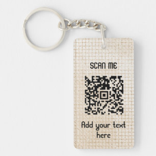 Elegant QR Code Your Logo Gold Business Keychain