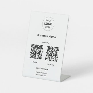 Elegant QR Payment Stand | Custom Logo Scan-to-Pay Pedestal Sign