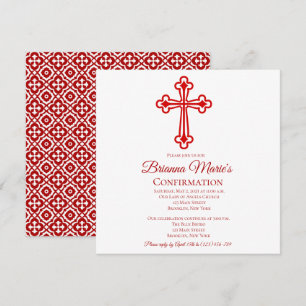 Elegant Quatrefoil Cross Confirmation Invitation