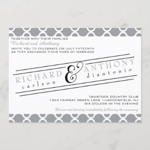 Elegant Quatrefoil Gay Wedding Invitation