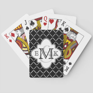 Elegant Quatrefoil Pattern - Black White Playing Cards