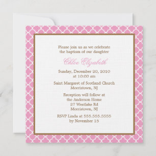 Elegant Quatrefoil Pattern {pink} Invitation