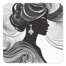 Elegant Queen African Silhouette Black & White