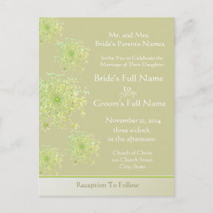 Elegant Queen Anne's Lace Wedding Invitation Postcard
