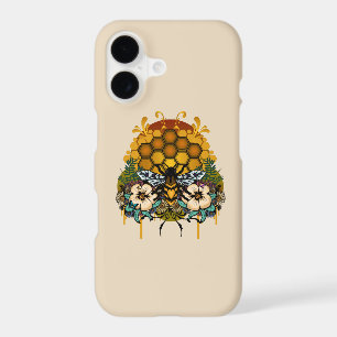 Elegant Queen Bee Floral Honeycomb Botanical
