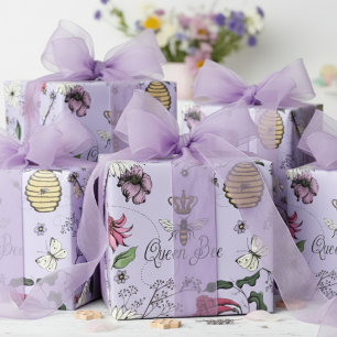 Elegant Queen Bee Floral Wrapping Paper