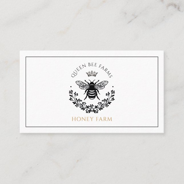 Elegant Queen Honey Bee Business Card (Front)