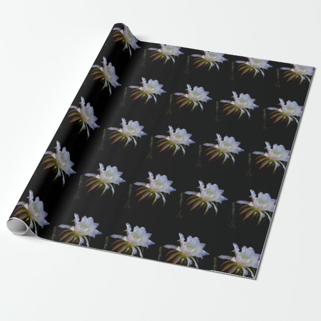 Elegant Queen of the Night Cactus Flower Wrapping Paper (Unrolled)