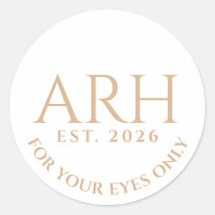 Elegant Quill Three Letter Monogram Est. Date Classic Round Sticker