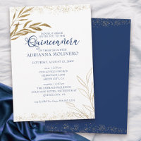 Elegant Quinceanera and Mass Royal Blue Gold Leaf