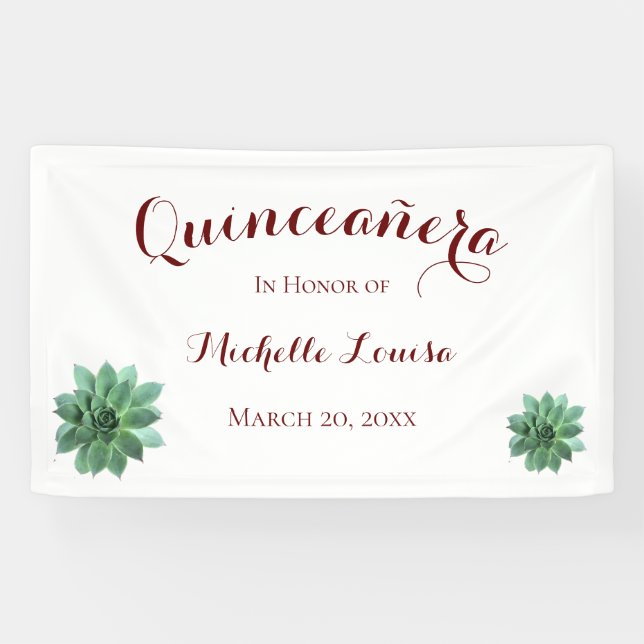 Elegant Quinceanera Birthday Party Banner (Horizontal)