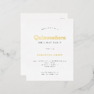 Elegant Quinceañera Birthday Party Glam Real  Foil Invitation Postcard