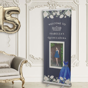Elegant Quinceanera Dark Blue Princess Photo Retractable Banner