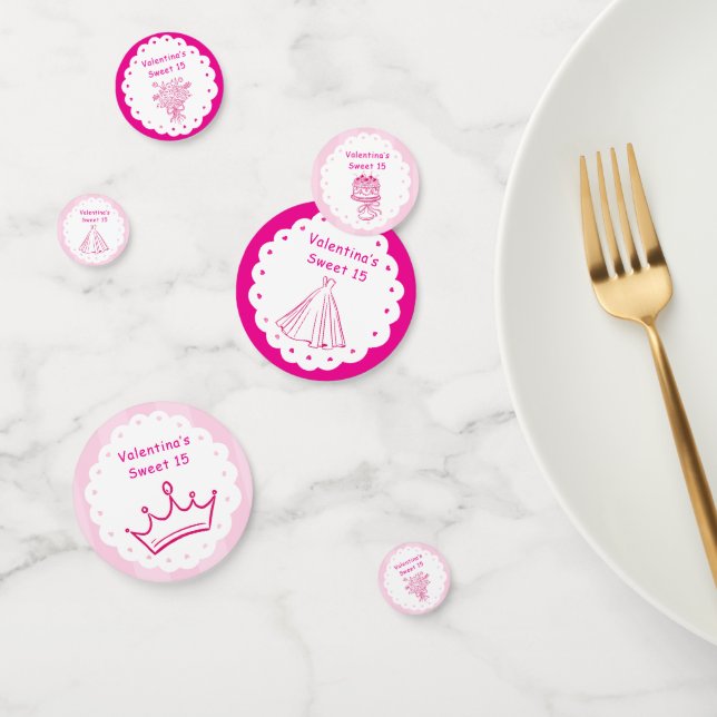 Elegant Quinceañera Floral Bouquet | Pink & White  Confetti (Group)