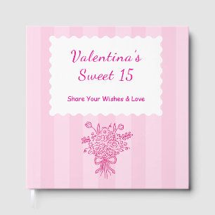 Elegant Quinceañera Floral Bouquet   Pink & White  Guest Book