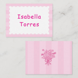 Elegant Quinceañera Floral Bouquet   Pink & White  Place Card