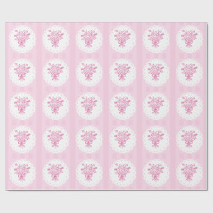 Elegant Quinceañera Floral Bouquet Pink & White Wrapping Paper