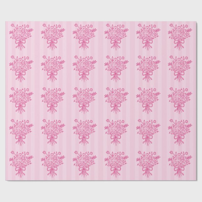 Elegant Quinceañera Floral Bouquet | Pink & White  Wrapping Paper (Flat)