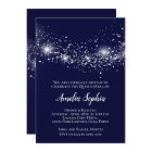 Elegant Quinceañera Glitter Navy Blue Invites