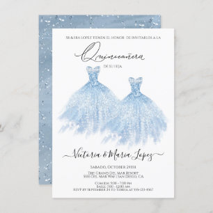 Elegant Quinceañera Glitter Sparkle Spanish Quince Invitation