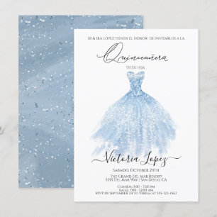 Elegant Quinceañera Glitter Sparkle Spanish Quince Invitation