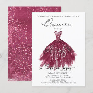 Elegant Quinceañera Glitter Sparkle Spanish Quince Invitation