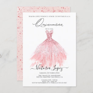 Elegant Quinceañera Glitter Sparkle Spanish Quince Invitation