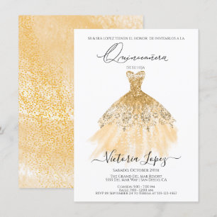 Elegant Quinceañera Glitter Sparkle Spanish Quince Invitation