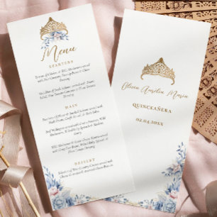Elegant Quinceanera Gold Tiara Floral menu