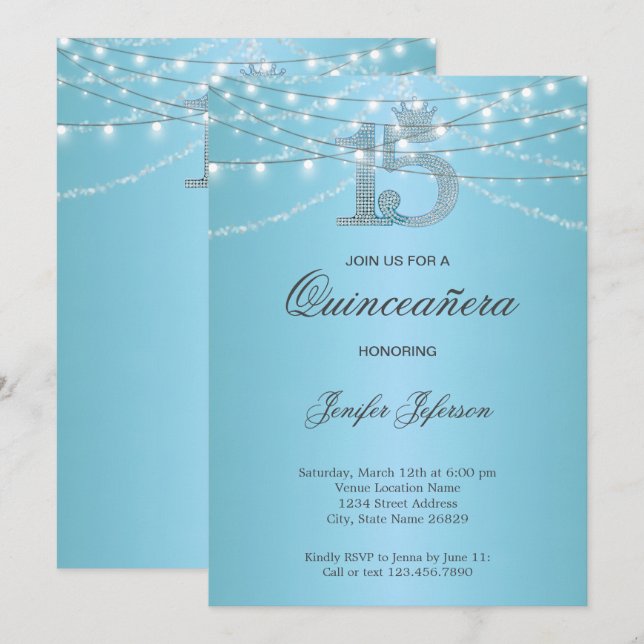 Elegant Quinceanera Invitation (Front/Back)