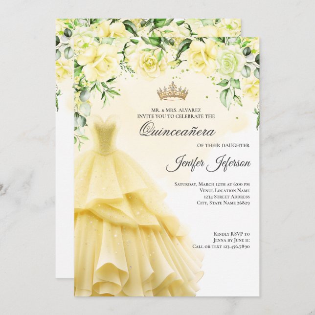 Elegant Quinceanera Invitation (Front/Back)