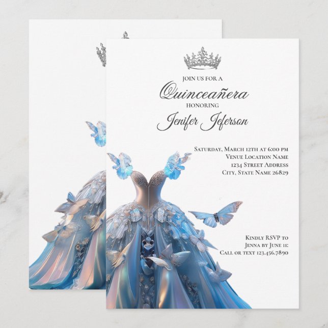 Elegant Quinceanera Invitation (Front/Back)