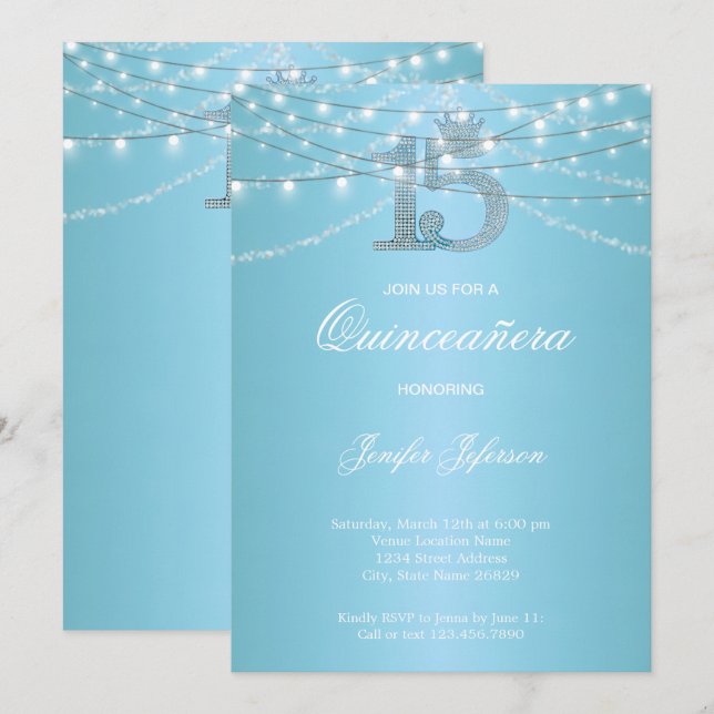 Elegant Quinceanera Invitation (Front/Back)