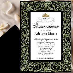 Elegant Quinceanera Invitation Sage Green 