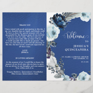 Elegant Quinceañera Navy and Royal Blue Program