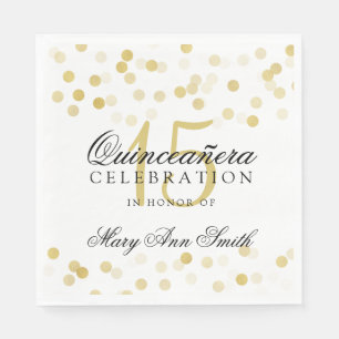 Elegant Quinceanera Party Gold Foil Glitter Lights Napkin