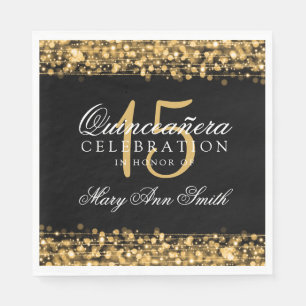 Elegant Quinceanera Party Sparkles Gold Napkin