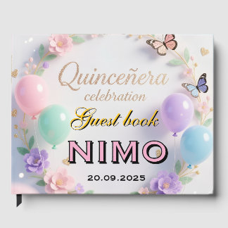 Elegant Quinceañera personalized name and date Guest Book