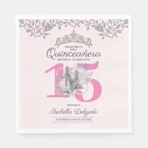 Elegant Quinceanera Princess Pink 15th Birthday In Napkin